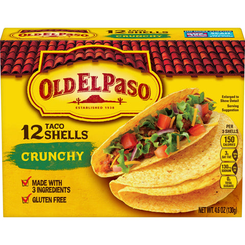 Old El Paso Crunchy Taco Shells, 4.6 Ounce -- 12 per case.