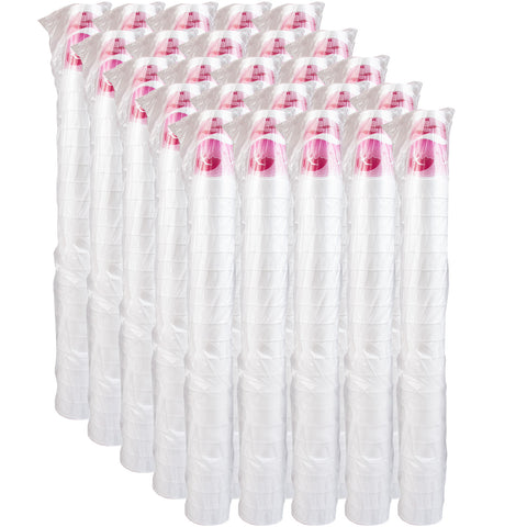 Dart J Cup White and Mauve Print Horizon Foam Cup, 24 Ounce - 20 count per pack -- 25 packs per case