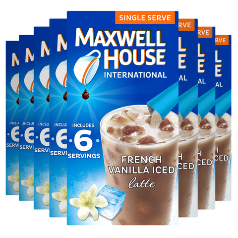 Maxwell House International Cafe Style Iced Latte Singles French Vanilla Beverage Mix, 3.42 Ounce -- 8 per case.
