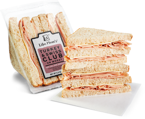 Mom's SANDWICH TURKEY & CHEESE CLUB TURKEY AND SWISS CHEESE ON WHEAT BREAD 6 OZ 10000051152