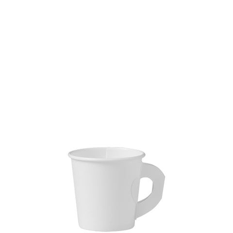 Solo® White CUP PAPER HOT SINGLE SIDED POLY W/ HANDLE 4 OZ
