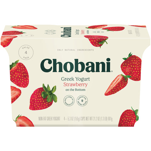 Chobani Greek Yogurt 0 Percent Strawberry, 21.2 Ounce -- 6 per case.
