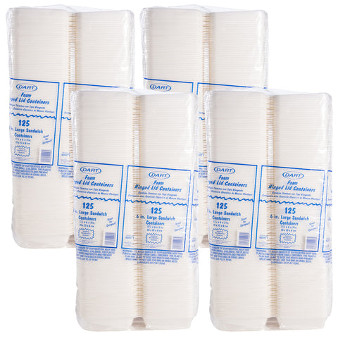 Container Foam White Hinged Large Sandwich 6