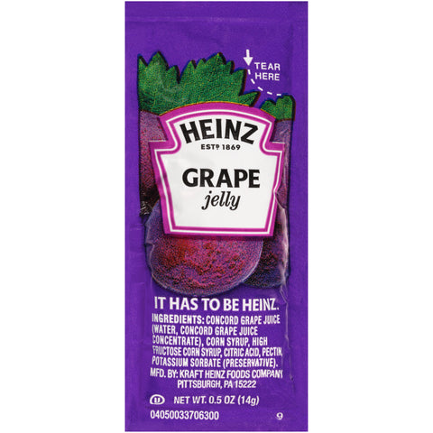 Heinz Grape Jam Squeeze Pouch, .5 Ounce -- 200 Case