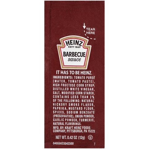 Heinz Single Serve Barbecue Sauce, 12 Gram -- 200 per case.