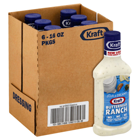 Kraft Buttermilk Ranch Dressing In Plastic, 16 Ounce -- 6 Case