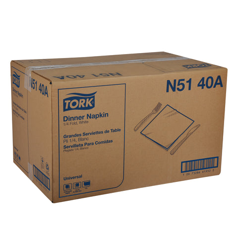 Tork Universal White 1 Ply Paper Dinner Napkin, 16.9 x 15 inch -- 4008 per case