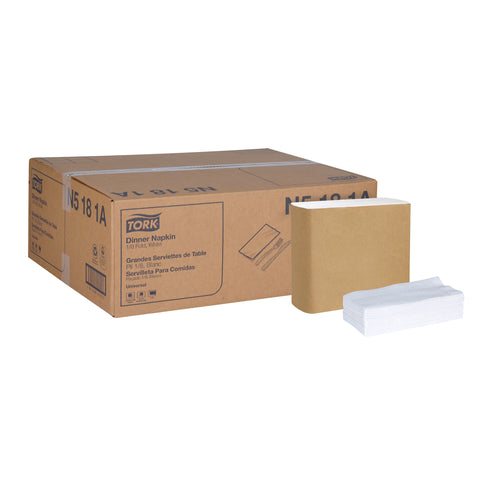 Tork 1 Ply White 1/8 Fold Universal Dinner Napkin, 15 x 17 inch -- 3000 per case