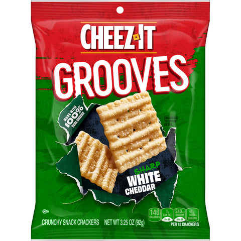 Cheez It Grooves Sharp White Cheddar Crispy Cracker, 3.25 Ounce -- 6 per case.