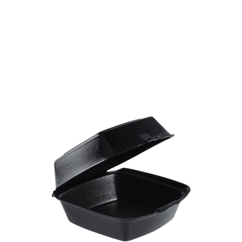 Dart CONTAINER FOAM HINGED LID LARGE SANDWICH BLACK 6