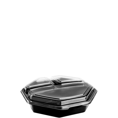 Container Plastic Hinged Carryout Black/clear 9.6x9.2x2.4