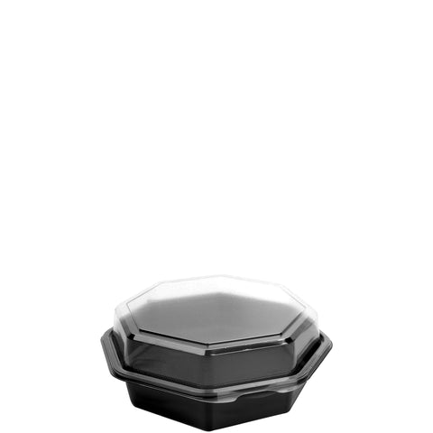Container Plastic Octaview Hinged Black/clear 7
