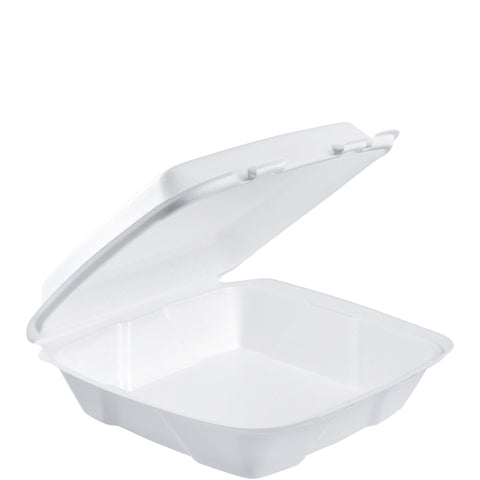 Container Foam White Hinged 1-compartment 9.4x9.3