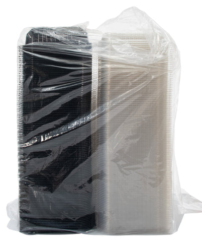 Solo Cup Black Clear 2 Compartment Medium Dinner Box, 11.5 x 8.1 x 3 inch -- 100 per case