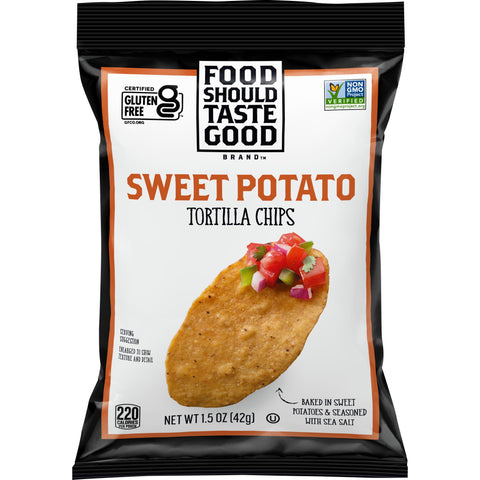 Food Should Taste Good Sweet Potato Tortilla Chips, 1.5 Ounce -- 24 per case.