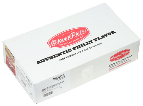 Original Philly WOW Seasoned Beef Sandwich Slices, 6 Ounce -- 27 per case.