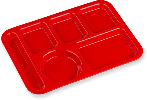 Carlisle TRAY SERVING LEFT-HAND 6-COMPARTMENT POLYPROPYLENE RED 10X14
