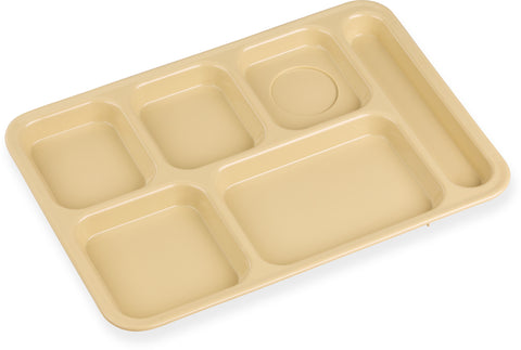Carlisle TRAY SERVING RIGHT-HAND 6-COMPARTMENT TAN 14X10