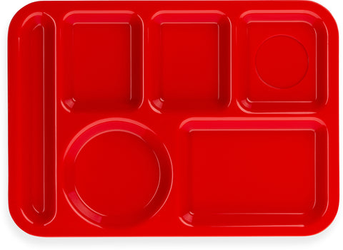 Carlisle TRAY SERVING LEFT-HAND 6-COMPARTMENT POLYPROPYLENE RED 10X14