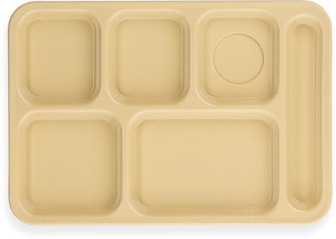 Carlisle TRAY SERVING RIGHT-HAND 6-COMPARTMENT TAN 14X10