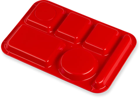 Carlisle TRAY SERVING LEFT-HAND 6-COMPARTMENT POLYPROPYLENE RED 10X14