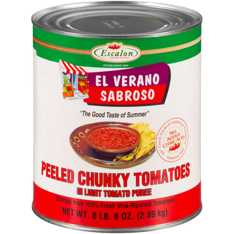 El Verano Sabroso Peeled Chunky Tomato in Light Tomoto Puree, 102 Ounce -- 6 per case.