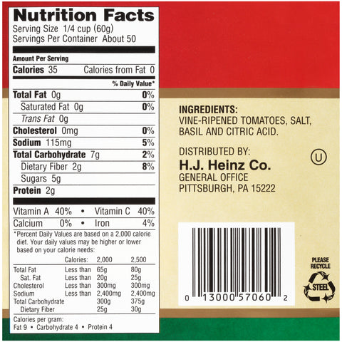 Sauce Pizza Sauce W/ Basil 570600