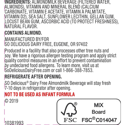 Whitewave MILK ALMOND UNSWEETENED