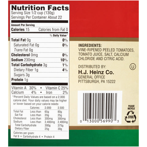 Bell Orto Peeled Strip Tomato, 102 Ounce -- 6 per case.