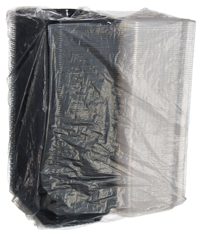 Creative Carryouts® CONTAINER PLASTIC DINNERBOX HINGED 1 COMPARTMENT BLACK/CLEAR 11.5X8X2.75