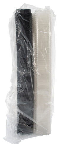 Creative Carryouts® CONTAINER BOXLINE™ PLASTIC BLACK BASE COMBO W/ /CLEAR HINGED LID 6X3.9X1.6 8 OZ