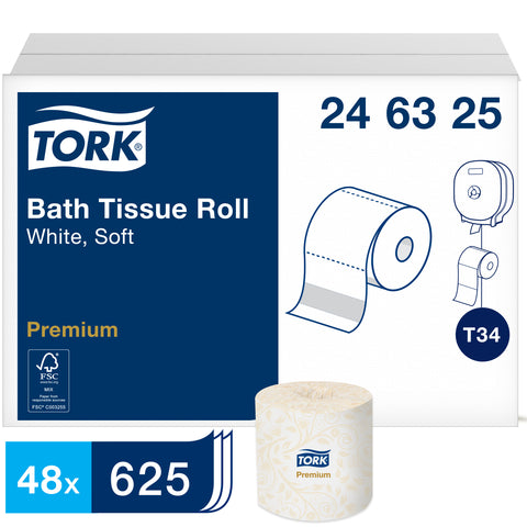 Tork Premium TOILET TISSUE WHITE 2-PLY 3.8X4.9