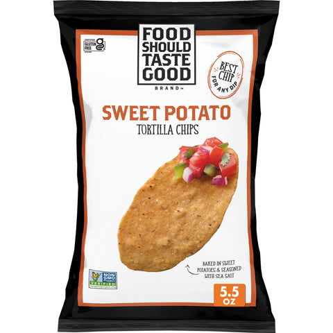 Food Should Taste Good Sweet Potato Tortilla Chips, 5.5 Ounce -- 12 per case.