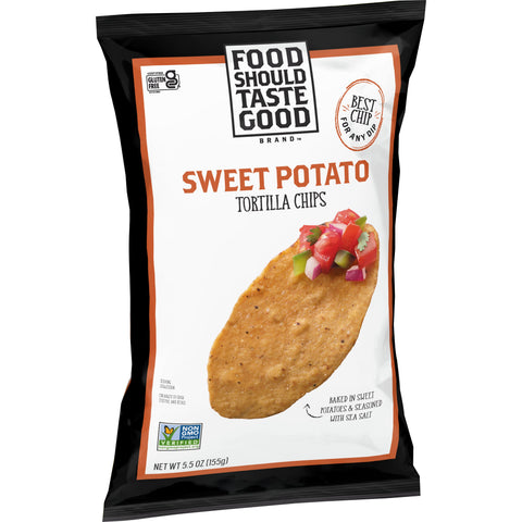 Food Should Taste Good Sweet Potato Tortilla Chips, 5.5 Ounce -- 12 per case.
