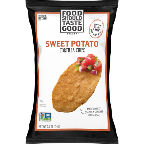 Food Should Taste Good Sweet Potato Tortilla Chips, 5.5 Ounce -- 12 per case.