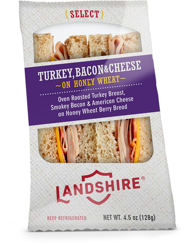 Landshire® SANDWICH TURKEY BACON & CHEESE ON HONEY WHEAT BERRY BREAD 10000001489