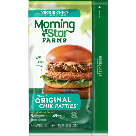 Morningstar Farms Poultry Original Chicken Patties, 10 Ounce -- 8 per case.