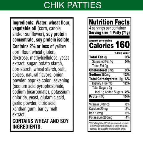 Morningstar Farms Poultry Original Chicken Patties, 10 Ounce -- 8 per case.