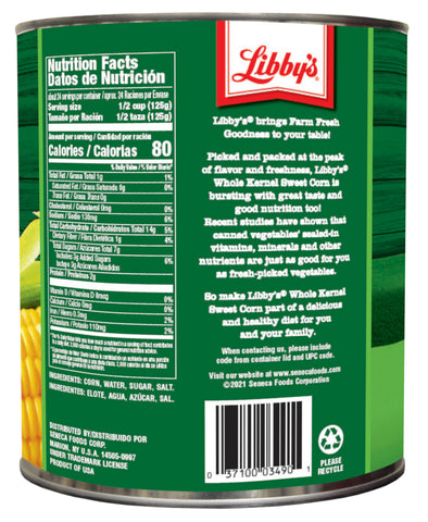 Libbys Low Sodium Whole Kernel Sweet Corn, 106 Ounce -- 6 per case