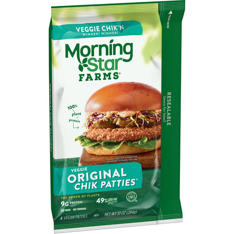 Morningstar Farms Poultry Original Chicken Patties, 10 Ounce -- 8 per case.