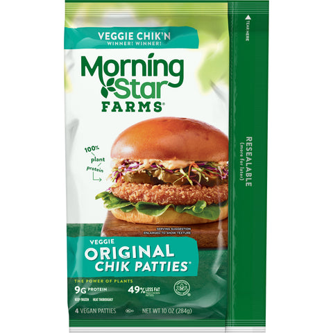 Morningstar Farms Poultry Original Chicken Patties, 10 Ounce -- 8 per case.