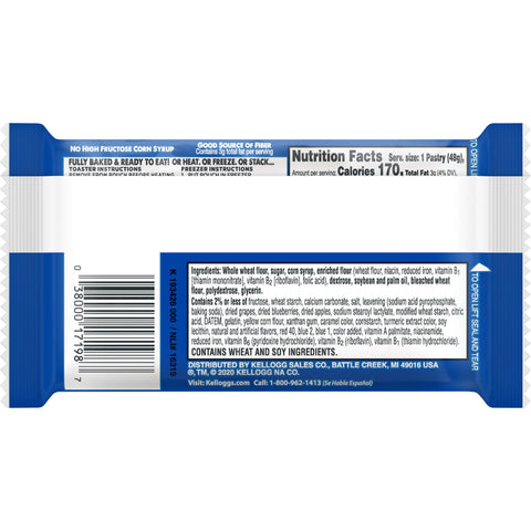 Kelloggs Pop-Tarts Whole Grain Blueberry Toaster Pastry, 1.76 Ounce -- 120 per case