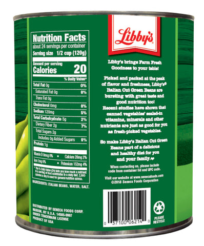 Libby Italian Cut Green Beans, 101 Ounce Can -- 6 per case