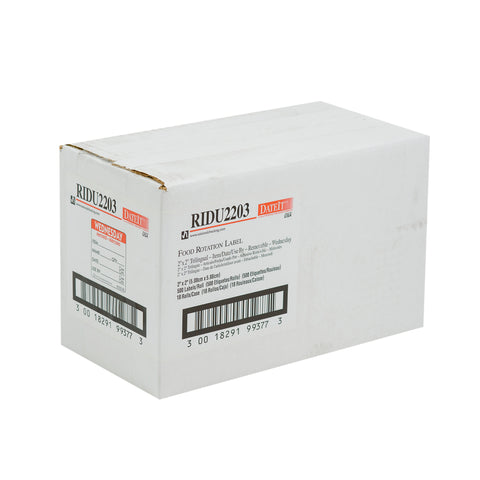 DateIt™ LABEL TRILINGUAL ITEM/DATE/USE BY REMOVABLE RED WEDNESDAY 2X2