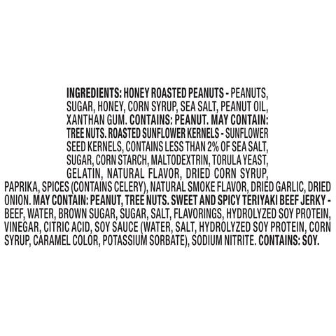 Snack P3 Convenience Meal Sweet & Spicy Teriyaki Beef Jerky Honey Roasted Peanuts