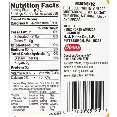 Heinz Yellow Mustard Jug, 104 ounce -- 6 per case