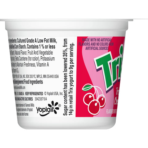 Yoplait Trix Triple Cherry Yogurt, 4 Ounce -- 48 per case.