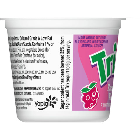 Yoplait Trix Raspberry Rainbow Yogurt, 4 Ounce -- 48 per case.