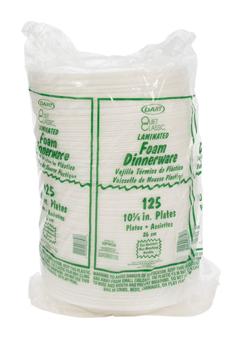 Dart Quiet Classic Extruded Polystyrene White Laminated Foam Plate, 10 1/4 inch -- 500 per case