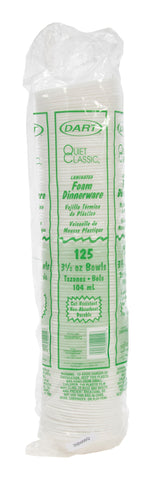 Dart Quiet Classic White Laminated Foam Bowl, 3 1/2 to 4 Ounce - 125 count per pack -- 8 packs per case